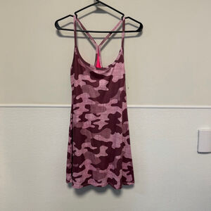 Women's EVCR Pink Camo Mini Dress Medium spaghetti strap halter Athletic NWOT